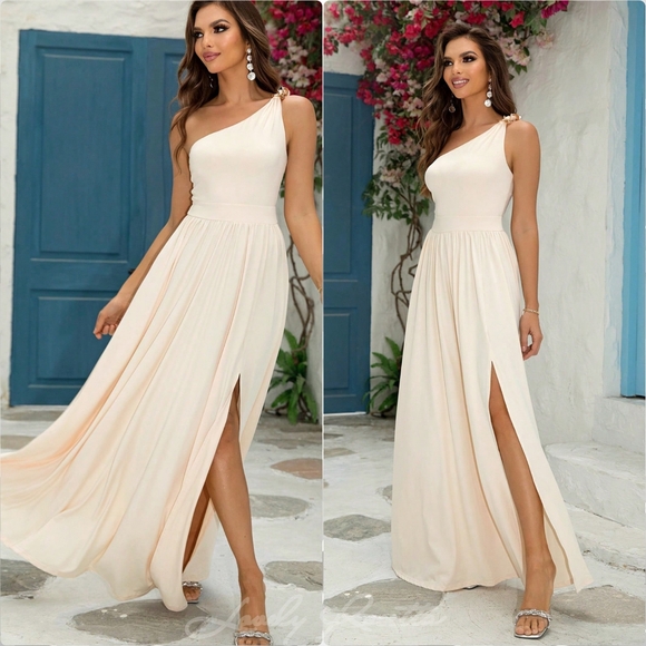 Glamorous Blue One-Shoulder Split Maxi Dress - Picture 11 of 11